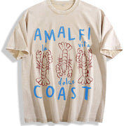 Amalfi Coast Lobster vintage washed oversized T-shirt in Beige