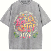 Besties Trip 2026 Vintage Washed T-Shirt in Gray