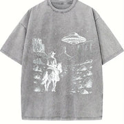® Cowboy Western 90s Vintage Washed T-Shirt in Gray