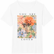 Loved Floral Cross Cotton T-Shirt in White