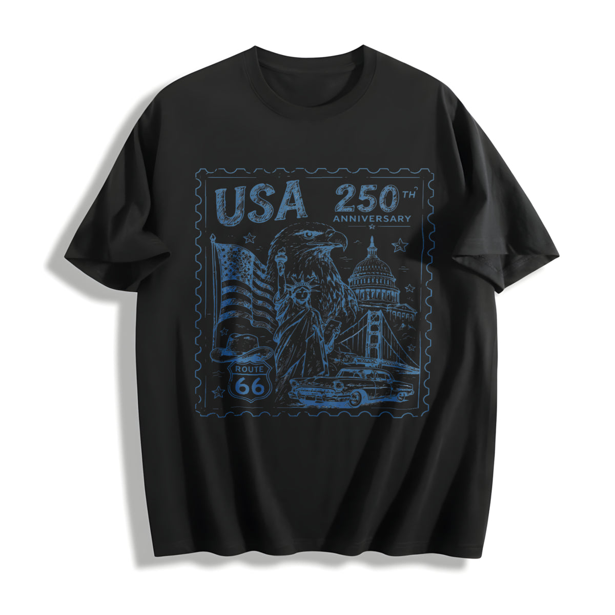 American 250th Anniversary Cotton T-Shirt in Black
