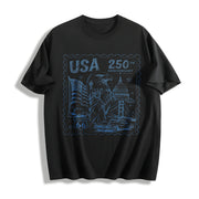 American 250th Anniversary Cotton T-Shirt in Black