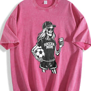 Soccer Mom Skeleton Vintage Washed T-Shirt in Red