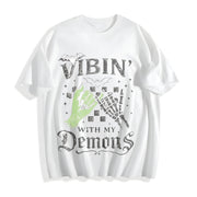 Vibin’ with My Demons Cotton T-Shirt in White