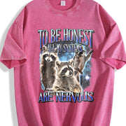 To Be Honest All My Systems Are Nervous Vintage Washed T-Shirt in Red