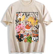 Rainbow Bright Brite Halloween 90s Halloween vintage washed oversized T-shirt in Beige