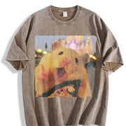 A Hamster Made from Premium Batik Vintage Washed T-Shirt in Brown