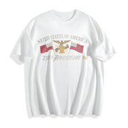 USA 250th Anniversary Embroidered Cotton T-Shirt in White