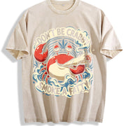 Don't Be Crabby Smoke a Fatty Vintage Washed T-Shirt in Beige