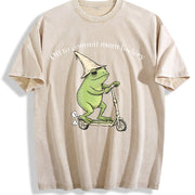 Mama Frog Off to Commit Mom Foolery Frog Scooter for Mom Vintage Washed T-Shirt in Beige