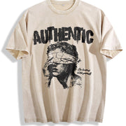 Authentic Blindfolded Statue Sleeveless Tank Vintage Washed T-Shirt in Beige