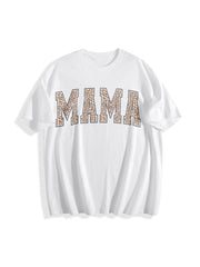 Leopard Mama Mothers Day Cotton T-Shirt in White
