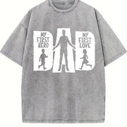 My First Hero My First Love Dad Vintage Washed T-Shirt in Gray