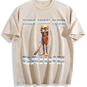 There Is Motion at Your Front Door Vintage Washed T-Shirt in Beige