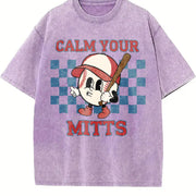 Baseball Game Day T-mom Vintage Washed T-Shirt in Purple