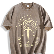 Shamanic Petroglyph Vintage Washed T-Shirt in Brown