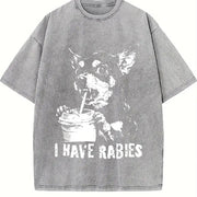 I Have Rabies Vintage Washed T-Shirt in Gray