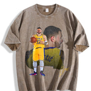 Luka the Don Welcome To Los Angeles LA Basketball Custom vintage washed oversized T-shirt in Brown
