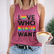 LOVE WHO YOU WANT Women's Color Cotton Tank Top in Red