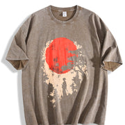 For Formal Urban Distressed Enthusiasts Vintage Washed T-Shirt in Brown
