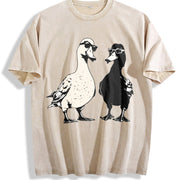Ducks with Sunglasses Premium Vintage Washed T-Shirt in Beige