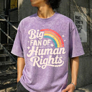 Big Fan of Human Rights Vintage Washed T-Shirt in Purple