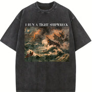 Homeschool Mama I Run a Tight Shipwreck Vintage Washed T-Shirt in Black