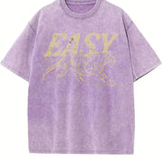 Easy Tiger 4th of July Long Sleeve vintage washed oversized T-shirt in Purple