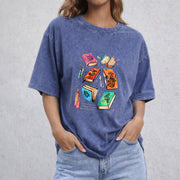 Fan Of ACOTAR Series vintage washed oversized T-shirt in Blue
