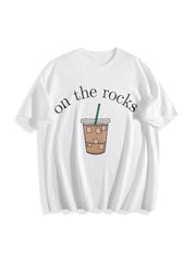 Coffee Iced Coffee Lover Cotton T-Shirt in White