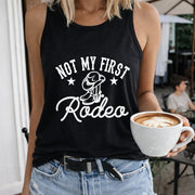 Not My First Rodeo Crew-neck Sleeveless Vest Outdoor Women's Color Cotton Tank Top in Black