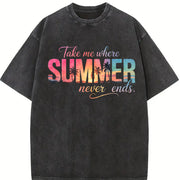Take Me Where Summer Never Ends Vintage Washed T-Shirt in Black