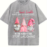 Red with Fun Patterns Vintage Washed T-Shirt in Gray