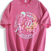 Skeleton Quote vintage washed oversized T-shirt in Red