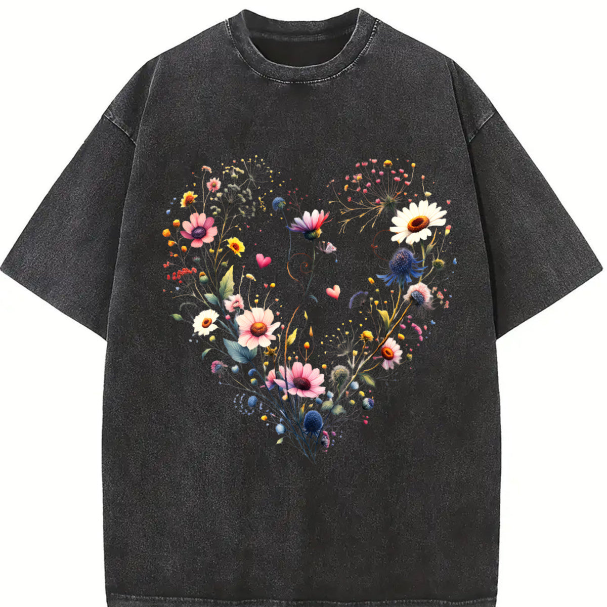 Wildflower Mothers Day Vintage Washed T-Shirt in Black