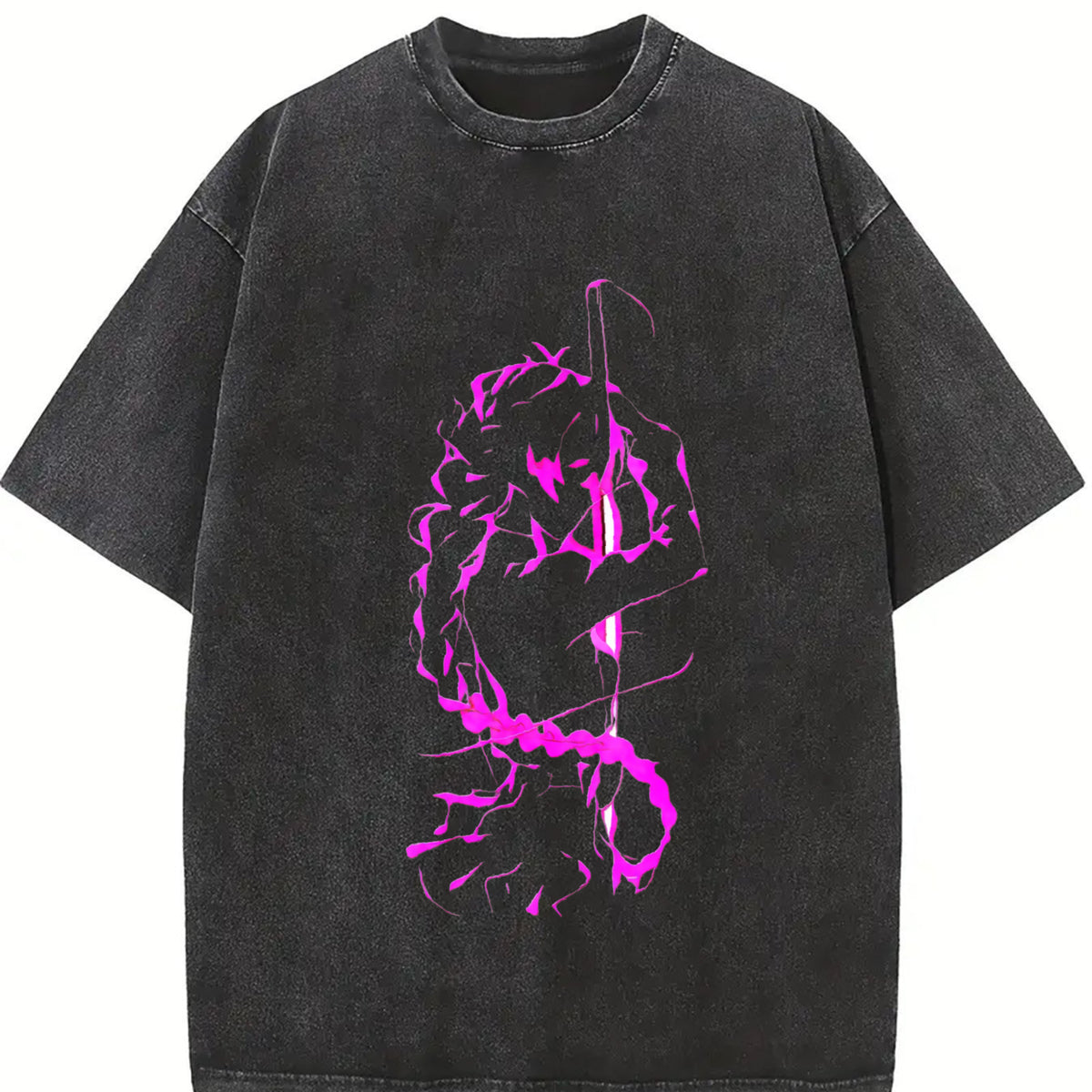 Mitsuri x Demon Slayer – Love Hashira Rage Mode in Heavy vintage washed oversized T-shirt in Black