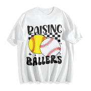 Retro Softball Baseball Cotton T-Shirt in White
