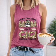 Leopard Mom and Gig Crew-neck Sleeveless Vest Outdoor Women's Color Cotton Tank Top in Red