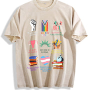 Big Fan Of Human Rights Freedom S~5XL and Batik vintage washed oversized T-shirt in Beige