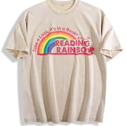 Retro Take a It's in a Book Vintage Washed T-Shirt in Beige
