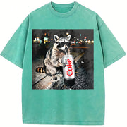 Raccoons Diet Coke Vintage Washed T-Shirt in Blue