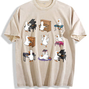 Goose Piano Teacher Vintage Washed T-Shirt in Beige