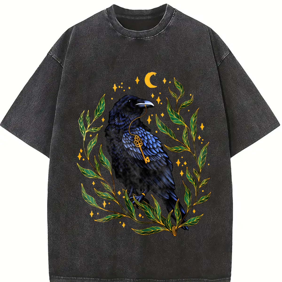 Winter a Crow Phase Vintage Washed T-Shirt in Black