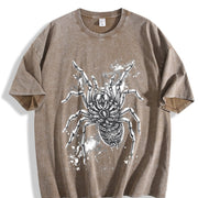Spider 90s Retro ® Grunge Tarantula Y2k Vintage Washed T-Shirt in Brown