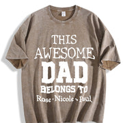 This Awesome Dad Belongs Vintage Washed T-Shirt in Brown