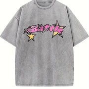 1 Pcs Heavy Adorable Vintage Washed T-Shirt in Gray