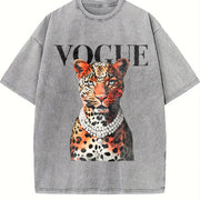 Leopard Vintage Washed T-Shirt in Gray