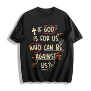 Water Wash. If God Is with Us Cotton T-Shirt in Black
