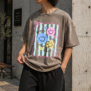 Happy to See Your Face Vintage Washed T-Shirt in Brown