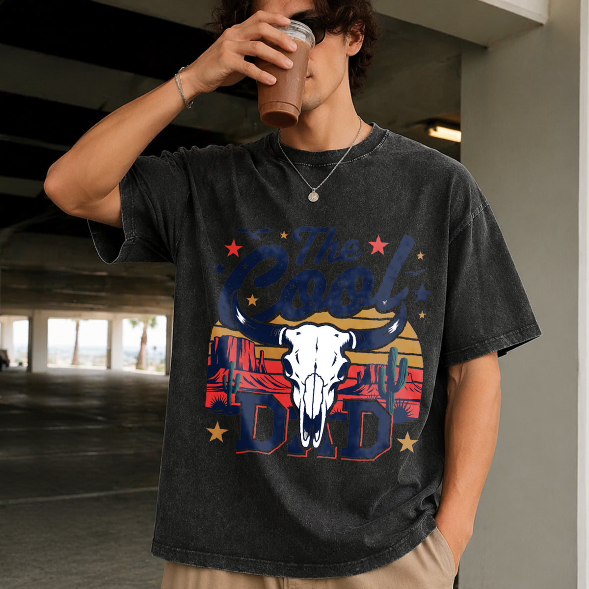 Dad the Legend Best Dad Ever Vintage Washed T-Shirt in Black
